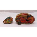 Two Marx Toys made in America US Army vintage litho tin plate turnover tank no.3 and no.5, play