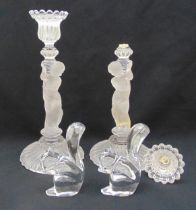 A quantity of glassware to include Baccarat clear and frosted glass candlesticks, the column moulded