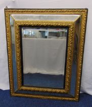 A mid 20th century rectangular wall mirror with scroll borders, 103 x 84.5 x 9cm, A/F