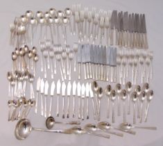 Priestley and Moore silver plated flatware for twelve place settings to include knives, forks,