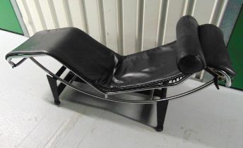 Cassina Le Corbusier LC04 chaise longue black leather and chrome