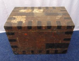 A wooden campaign chest with metal bonding and brass plaque for Major C.C Luard, Durham L.I with