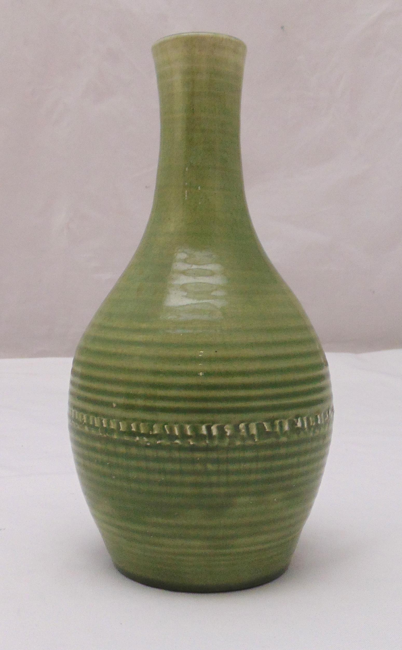 Moorcroft bottle vase with horizontally ribbed sides for Liberty of London, 27cm (h)