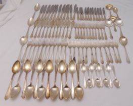 A quantity of white metal flatware to include knives, forks, spoons and fish eaters