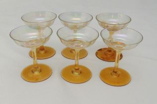 A set of six Art Deco style liqueur glasses