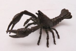 A Japanese Okimono figurine of a crayfish, 10 x 6cm