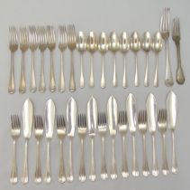 A quantity of hallmarked silver flatware to include fish knives and forks and grapefruit spoons,