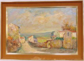 Ludwig Van Hoffman framed oil on canvas of an Italian landscape, signed bottom right 59 x 91cm