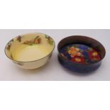 Two Royal Doulton fruit bowls to include a blue ground with floral decoration interior and an Old