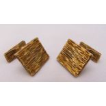 A pair of 9ct gold bark finish cufflinks, approx total weight 22g