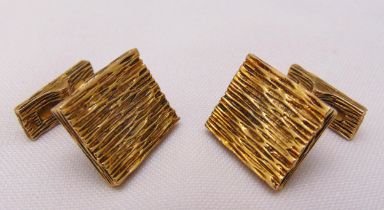 A pair of 9ct gold bark finish cufflinks, approx total weight 22g