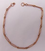 Yellow gold Albert chain tested 9ct, approx total weight 18.1g