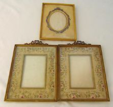 Three continental decorative gilded metal photograph frames, 24 x 19cm and 22 x 17cm