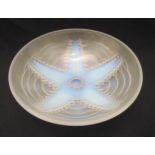 A French frosted glass bowl decorated with a stylised starfish, 23.5cm (dia)