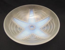 A French frosted glass bowl decorated with a stylised starfish, 23.5cm (dia)