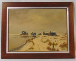 James Wright framed oil on canvas of Walberswick, signed bottom right, 40 x 54.5cm