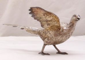 A hallmarked silver model of a pheasant, London 1973, approx total weight 197g
