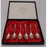 A cased set of hallmarked silver Prince of Wales teaspoons by Arthur Price