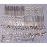 A quantity of Viners silver plated Rattail pattern flatware for twelve place settings