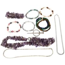 Various jewellery, including silver chain necklace, Scottish style brooch etc Lot sold as seen