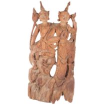 A Balinese carved hardwood figural group. H - 75cm.