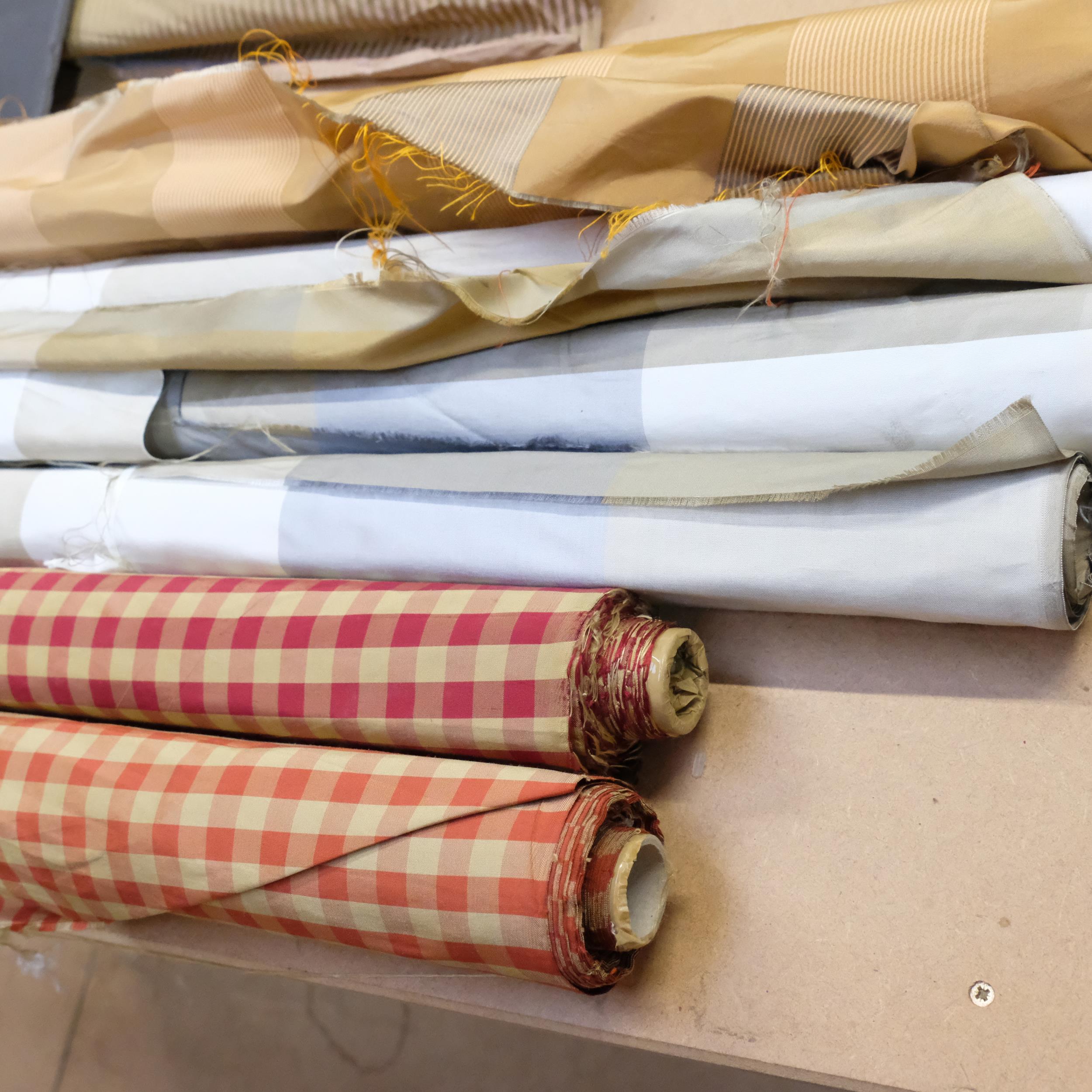6 rolls of silk material, patterns to include paprika, dusk. Labels for Chase Irwin. - Image 2 of 2