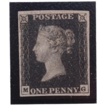 Harrington & Bryne - The United Kingdom unused 4-margin 1 penny black, with certificate of