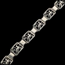 CHRISTIAN VEILSKOV - an Art Deco Danish silver antelope panel bracelet, 19cm, 21.5g No damage or