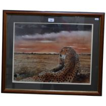 Stella Quayle - Pastels, study of leopards. 56x68cm overall. Framed.