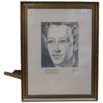 Barbara Corley, portrait of Dame Flora Robson, 1959, charcoal on paper, signed by the artist and the