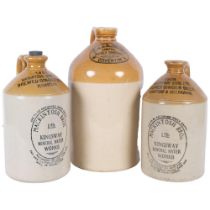 2 Makintosh Bros ginger beer flagons, and a larger flagon for W & C Slingsby, Coventry, 32cm