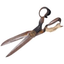 A large pair of textile shears, unmarked, L35cm