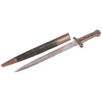 A British 1888 pattern bayonet and scabbard, by Wilkinson of London, military issue. Blade
