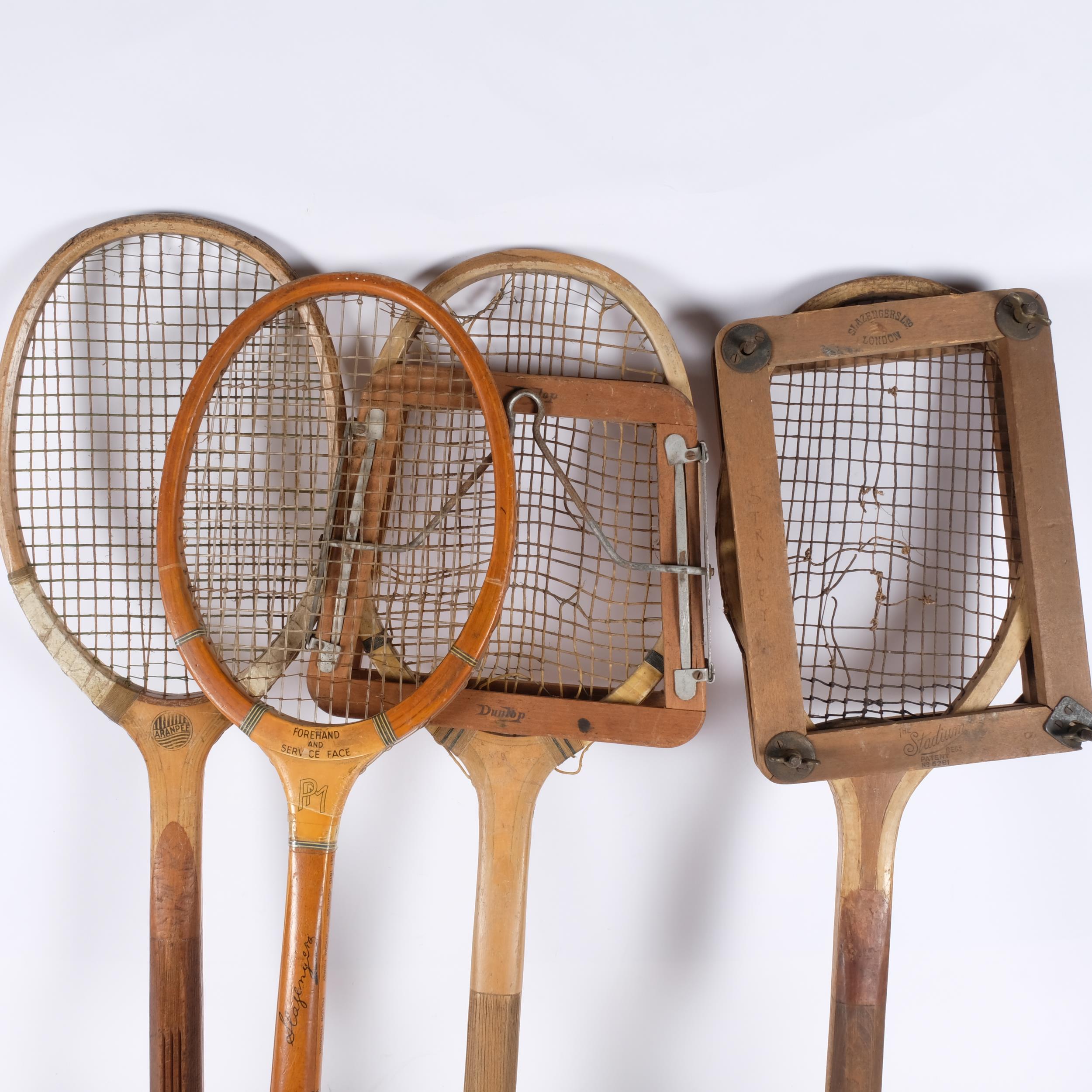 Various Vintage wooden tennis rackets and presses, including Dunlop, Slazenger etc. (12). - Image 2 of 2