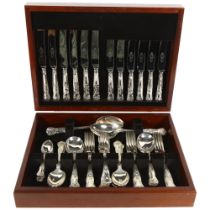 A canteen of Sheffield plated cutlery in King's pattern, for 6 people (44 pieces), cased