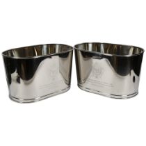 A pair of chromed oval ice buckets, H25.5cm