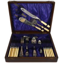 A canteen of plated cutlery for 6 people, including carving set (46 pieces), cased