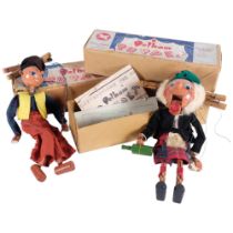A group of 2 Pelham puppets, in original boxes with associated paperwork, including Mr Macboozle and
