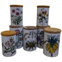 Portmeirion Botanic Garden, a selection of various storage jars with associated wooden lids, largest