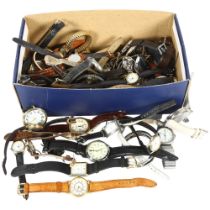 A box of various quartz wristwatches (ladies and gents)