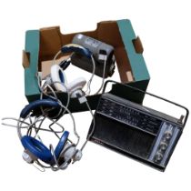 A Dulci radio, 2 pairs of headphones etc