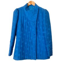 EDDIE LAU - a lady's 100% blue silk jacket, size 14
