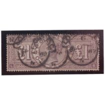 Harrington & Bryne - The United Kingdom used 1884 £1 brown stamp, with certificate of