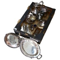 A quantity of various plated items, to include tea and coffee ware, entree dishes, muffin dish and