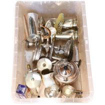 A quantity of various silver plated ware, including a pair of vases, teaware, candelabra etc (