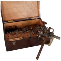 BOLEY - a Vintage Boley table-top watchmaker's lathe, together with various accessories, cased,