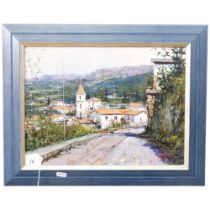 Audrey Pitman? Oil on board - Italian view, Campagna. 39x49 overall, framed.