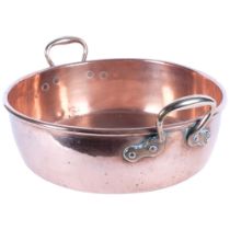 A large Antique 2-handled copper jam pan, 46.5cm overall