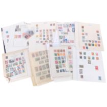 A collection of worldwide postage stamps, loose stock book sheets, including many from Persia,