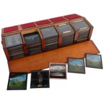 A collection of Antique glass photographic slides, including by H Merrill Sheffield Photographic